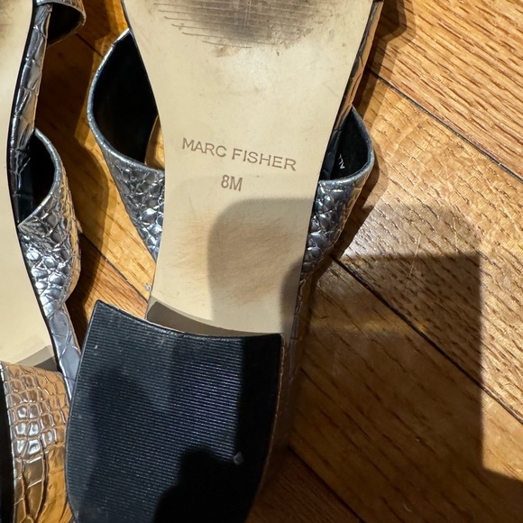 Alligator Crocodile Animal Print Slip Embossed shiny wide Strap Chunky block hel - Picture 8 of 9